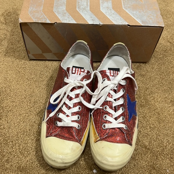 Golden Goose v-star 2 col T5 red fix glitter-bluette - Picture 5 of 8